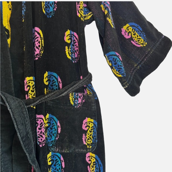 VTG Christian Dior Monsieur Robe – 80s Abstract Paisley Terry Cloth Bathrobe O/S - Picture 6 of 11